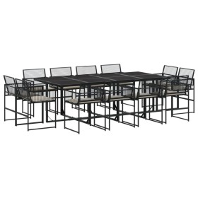 vidaXL 13-tlg. Garten-Essgruppe mit Kissen Schwarz Poly Rattan