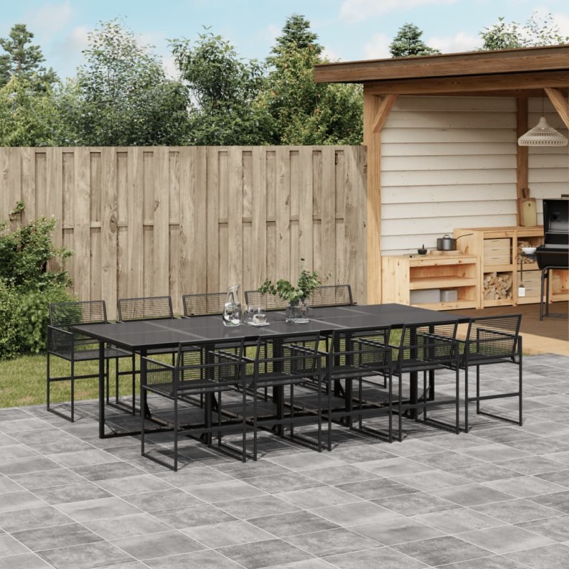 vidaXL 11-tlg. Garten-Essgruppe Schwarz Poly Rattan vidaXL 11-tlg. Garten-Essgruppe Schwarz Poly Rattan