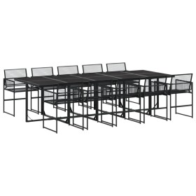 vidaXL 11-tlg. Garten-Essgruppe Schwarz Poly Rattan