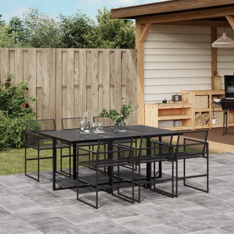 vidaXL 7-tlg. Garten-Essgruppe Schwarz Poly Rattan vidaXL 7-tlg. Garten-Essgruppe Schwarz Poly Rattan