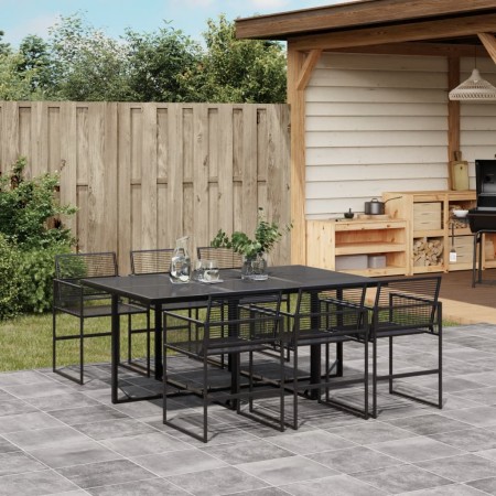 vidaXL 7-tlg. Garten-Essgruppe Schwarz Poly Rattan