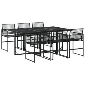 vidaXL 7-tlg. Garten-Essgruppe Schwarz Poly Rattan