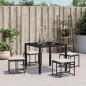 vidaXL Gartenhocker mit Kissen 4 Stk. Schwarz Poly Rattan vidaXL Gartenhocker mit Kissen 4 Stk. Schwarz Poly Rattan