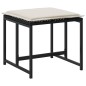 vidaXL Gartenhocker mit Kissen 4 Stk. Schwarz Poly Rattan vidaXL Gartenhocker mit Kissen 4 Stk. Schwarz Poly Rattan