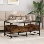 vidaXL Couchtisch mit Glasplatte Räuchereiche 98,5x50x45 cm Stahl vidaXL Couchtisch mit Glasplatte Räuchereiche 98,5x50x45 cm Stahl