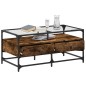 vidaXL Couchtisch mit Glasplatte Räuchereiche 98,5x50x45 cm Stahl vidaXL Couchtisch mit Glasplatte Räuchereiche 98,5x50x45 cm Stahl