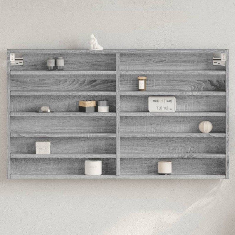 vidaXL Vitrinenschrank Grau Sonoma 100x8,5x58 cm Holzwerkstoff vidaXL Vitrinenschrank Grau Sonoma 100x8,5x58 cm Holzwerkstoff
