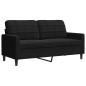 vidaXL 3-tlg. Sofagarnitur mit Kissen Schwarz Samt vidaXL 3-tlg. Sofagarnitur mit Kissen Schwarz Samt
