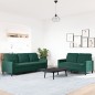 vidaXL 2-tlg. Sofagarnitur mit Kissen Dunkelgrün Samt vidaXL 2-tlg. Sofagarnitur mit Kissen Dunkelgrün Samt