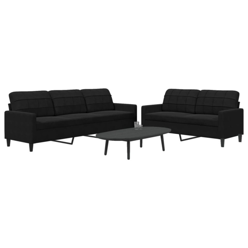 vidaXL 2-tlg. Sofagarnitur mit Kissen Schwarz Samt vidaXL 2-tlg. Sofagarnitur mit Kissen Schwarz Samt
