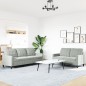 vidaXL 2-tlg. Sofagarnitur mit Kissen Hellgrau Samt vidaXL 2-tlg. Sofagarnitur mit Kissen Hellgrau Samt