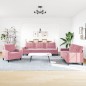 vidaXL 3-tlg. Sofagarnitur mit Kissen Rosa Samt vidaXL 3-tlg. Sofagarnitur mit Kissen Rosa Samt