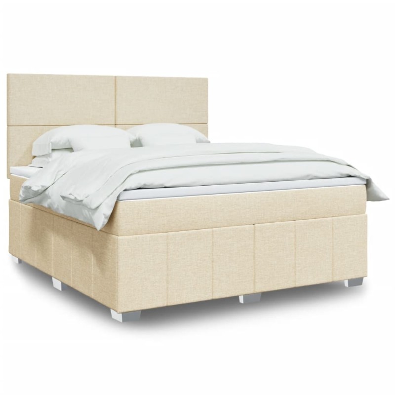 vidaXL Boxspringbett mit Matratze Creme 180x200 cm Stoff vidaXL Boxspringbett mit Matratze Creme 180x200 cm Stoff