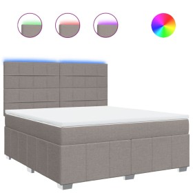 vidaXL Boxspringbett mit Matratze Taupe 180x200 cm Stoff