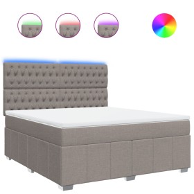 vidaXL Boxspringbett mit Matratze Taupe 180x200 cm Stoff