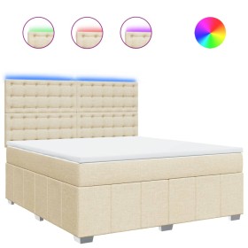 vidaXL Boxspringbett mit Matratze Creme 180x200 cm Stoff