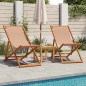vidaXL Strandstuhl Klappbar Taupe Massivholz Eukalyptus und Stoff vidaXL Strandstuhl Klappbar Taupe Massivholz Eukalyptus und Stoff