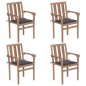 Stapelbare Gartenstühle mit Kissen 4 Stk. Massivholz Teak Stapelbare Gartenstühle mit Kissen 4 Stk. Massivholz Teak