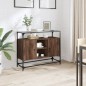 vidaXL Sideboard mit Glasplatte Braun Eiche 98x35x81 cm Holzwerkstoff vidaXL Sideboard mit Glasplatte Braun Eiche 98x35x81 cm Holzwerkstoff
