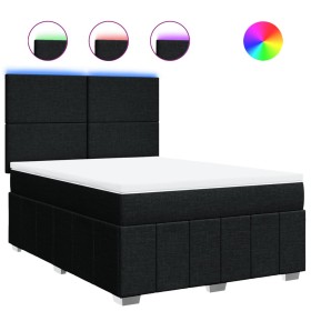vidaXL Boxspringbett mit Matratze Schwarz 140x200 cm Stoff