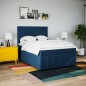 vidaXL Boxspringbett mit Matratze Blau 140x200 cm Stoff vidaXL Boxspringbett mit Matratze Blau 140x200 cm Stoff