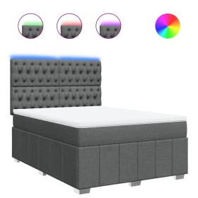 vidaXL Boxspringbett mit Matratze Dunkelgrau 140x200 cm Stoff