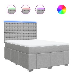 vidaXL Boxspringbett mit Matratze Hellgrau 140x200 cm Stoff