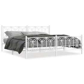 vidaXL Bettgestell mit Kopf- und Fußteil Metall Weiß 200x200 cm