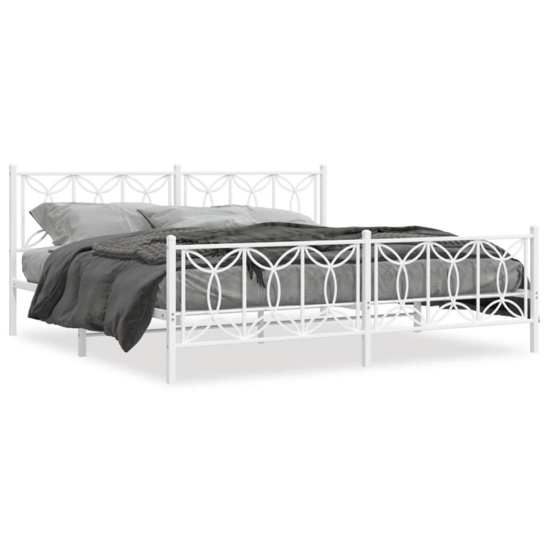 vidaXL Bettgestell mit Kopf- und Fußteil Metall Weiß 200x200 cm vidaXL Bettgestell mit Kopf- und Fußteil Metall Weiß 200x200 cm
