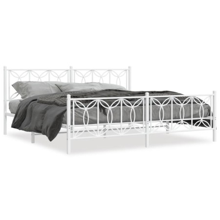 vidaXL Bettgestell mit Kopf- und Fußteil Metall Weiß 200x200 cm