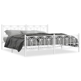 vidaXL Bettgestell mit Kopf- und Fußteil Metall Weiß 200x200 cm