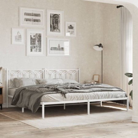 vidaXL Bettgestell mit Kopfteil Metall Weiß 200x200 cm