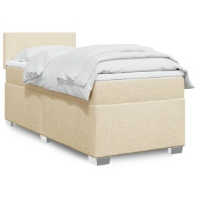 vidaXL Boxspringbett mit Matratze Creme 80x200 cm Stoff