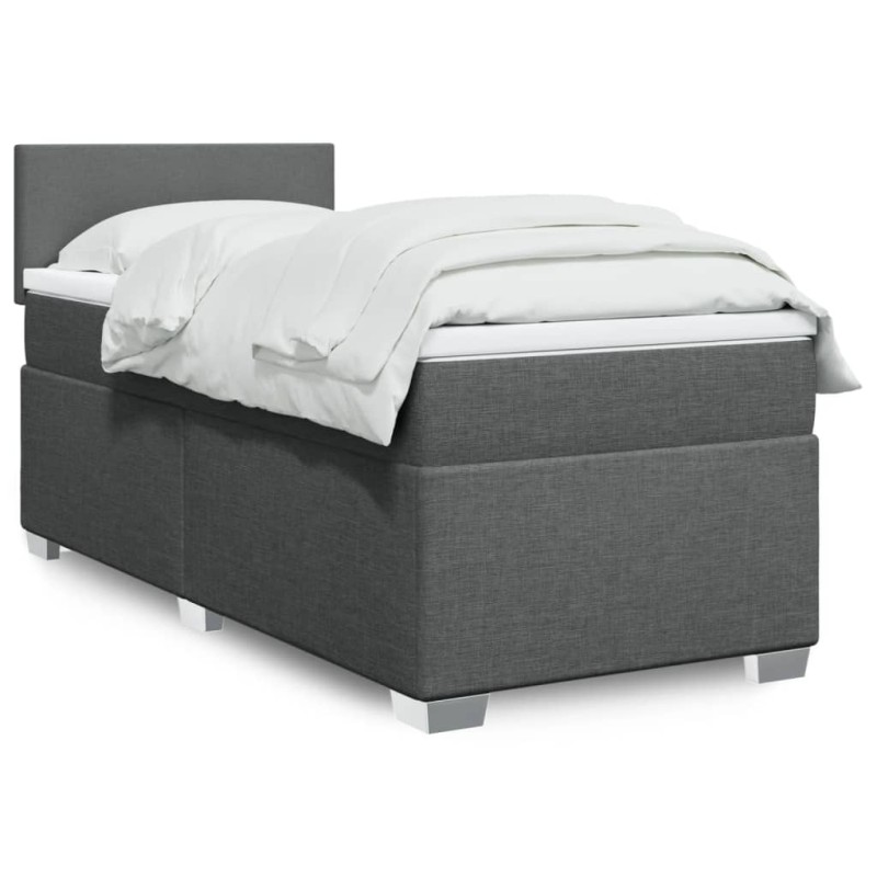vidaXL Boxspringbett mit Matratze Dunkelgrau 100x200 cm Stoff vidaXL Boxspringbett mit Matratze Dunkelgrau 100x200 cm Stoff