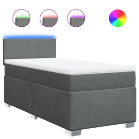 vidaXL Boxspringbett mit Matratze Dunkelgrau 100x200 cm Stoff