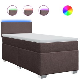 vidaXL Boxspringbett mit Matratze Dunkelbraun 90x190 cm Stoff