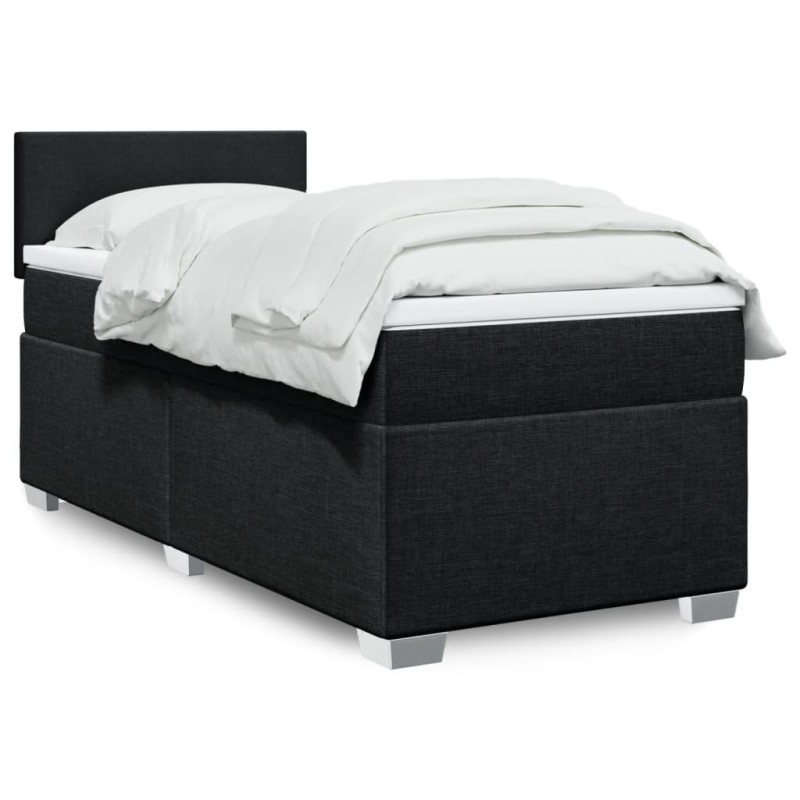 vidaXL Boxspringbett mit Matratze Schwarz 90x200 cm Stoff vidaXL Boxspringbett mit Matratze Schwarz 90x200 cm Stoff