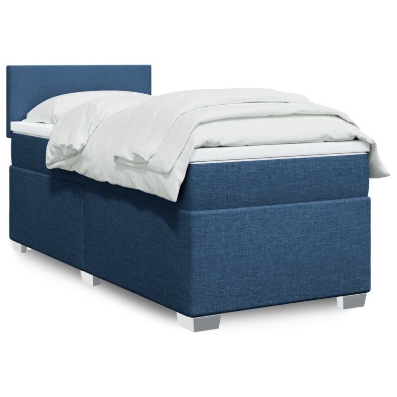 vidaXL Boxspringbett mit Matratze Blau 100x200 cm Stoff vidaXL Boxspringbett mit Matratze Blau 100x200 cm Stoff