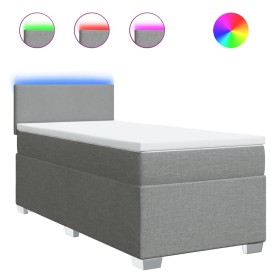 vidaXL Boxspringbett mit Matratze Hellgrau 90x200 cm Stoff