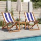 vidaXL Strandstuhl Klappbar Blau Weiß Massivholz Eukalyptus und Stoff vidaXL Strandstuhl Klappbar Blau Weiß Massivholz Eukalyptus und Stoff