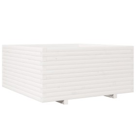 vidaXL Pflanzkübel Weiß 100x100x49,5 cm Massivholz Kiefer