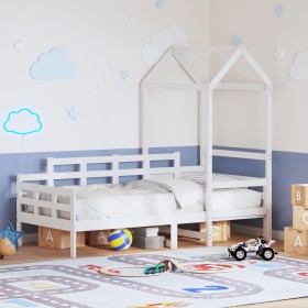 vidaXL Tagesbett mit Dach Weiß 90x200 cm Massivholz Kiefer