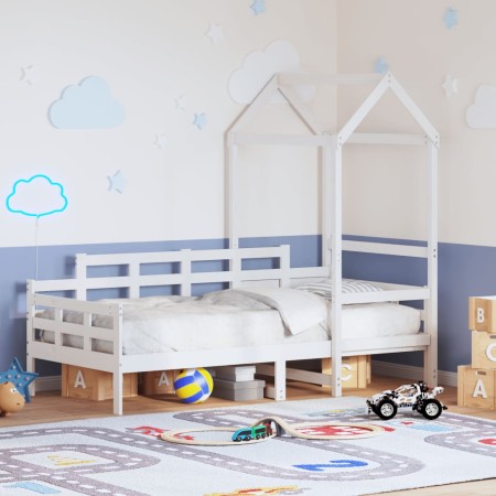 vidaXL Tagesbett mit Dach Weiß 90x200 cm Massivholz Kiefer