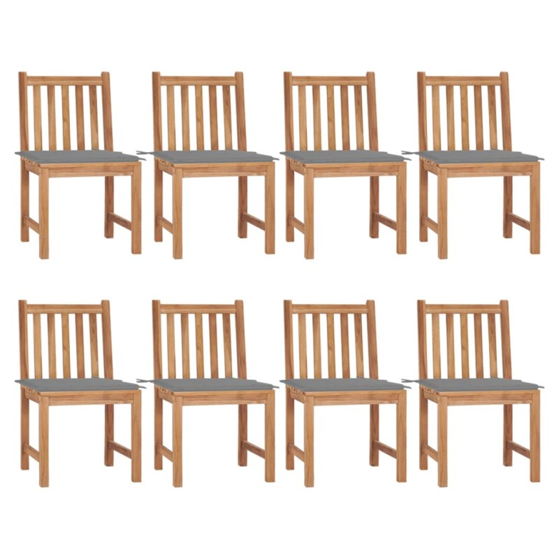 Gartenstühle 8 Stk. mit Kissen Massivholz Teak Gartenstühle 8 Stk. mit Kissen Massivholz Teak