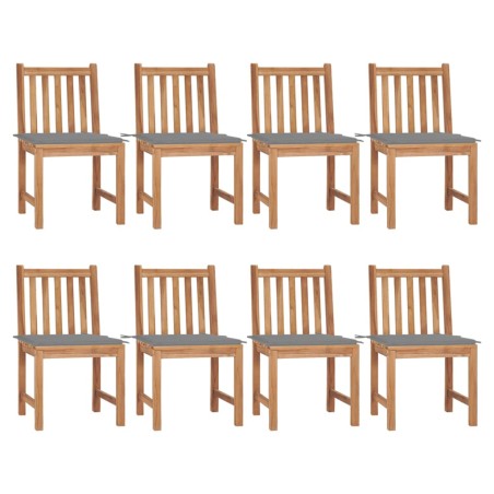 Gartenstühle 8 Stk. mit Kissen Massivholz Teak
