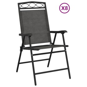 vidaXL Klappbare Gartenstühle 8 Stk. Graumeliert Stahl und Textilene