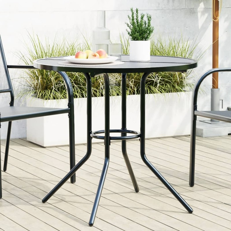 vidaXL Terrassentisch Rund Anthrazit Pulverbeschichteter Stahl vidaXL Terrassentisch Rund Anthrazit Pulverbeschichteter Stahl