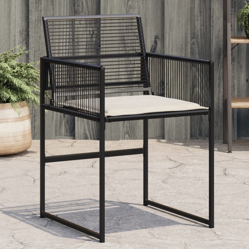 vidaXL Gartenstühle mit Kissen 4 Stk. Schwarz Poly Rattan vidaXL Gartenstühle mit Kissen 4 Stk. Schwarz Poly Rattan