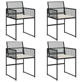 vidaXL Gartenstühle mit Kissen 4 Stk. Schwarz Poly Rattan