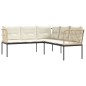 vidaXL Gartensofa in L-Form mit Kissen Schwarz Stahl und Textilene vidaXL Gartensofa in L-Form mit Kissen Schwarz Stahl und Textilene